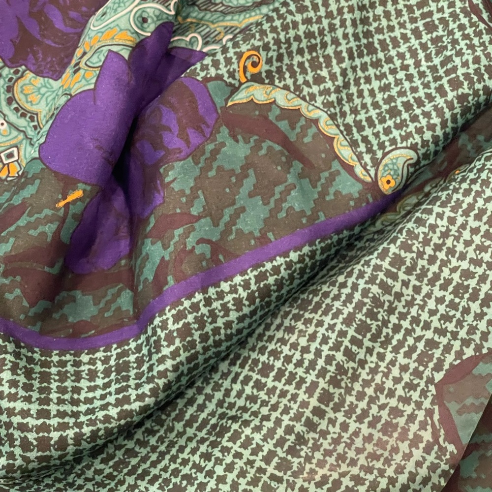 VINTAGE 80s Christian DIOR Scarf 100% Silk Echarpes Paisley Floral Scarf Korea - Picture 10 of 11